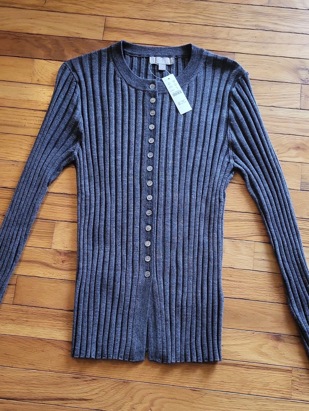 Merino Wool Wide Rib Cardigan - Picture 4 of 7